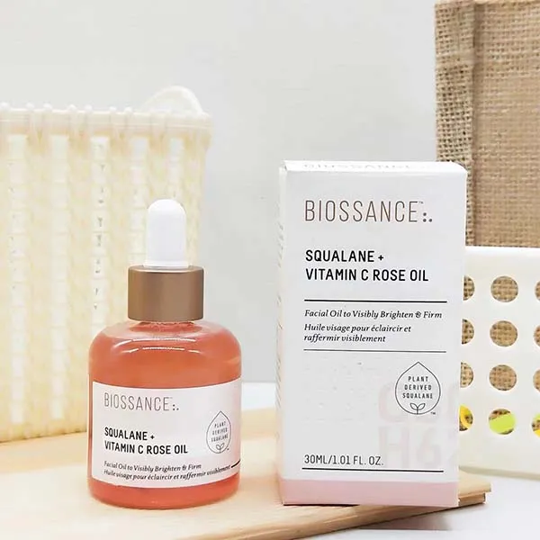 BIOSSANCE TWARZ Serum oleju 30 ml/1floz biossance kłylanowy witamina C Olej różany 50 ml/1,7floz biossance kadanetowy miedopeweptyd szybkie pulchowanie surowicy