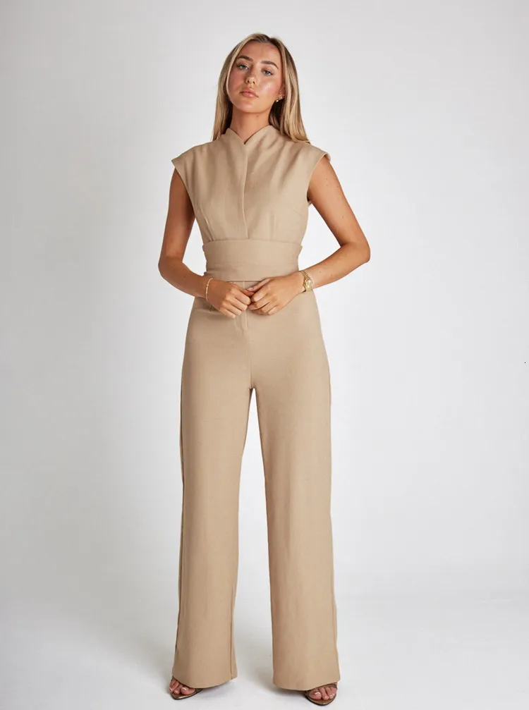 PU05 Women s Jumpsuits Rompers Elegant Jumpsuits for Women Summer Sexy O Neck Sleeveless Wide Leg Jumpsuit Office Overalls Lady Party Jumpsuit 230812