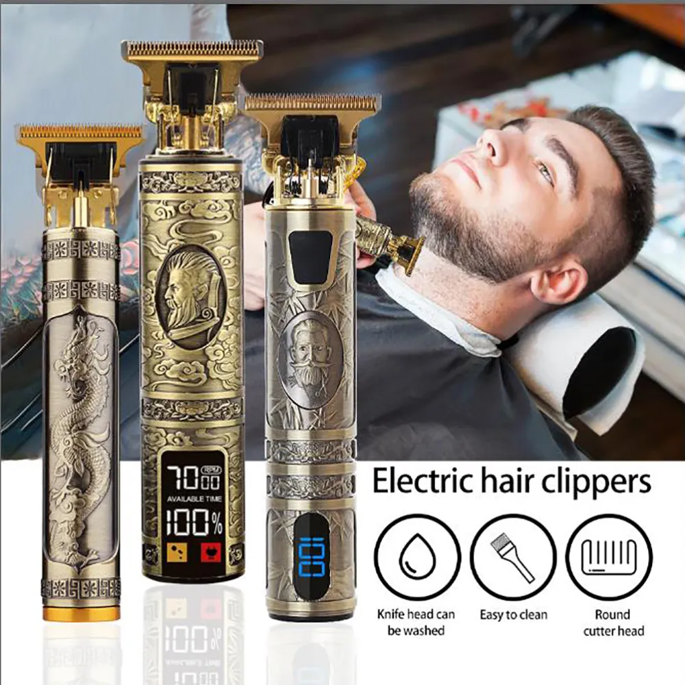 Haarschneider Vintage T9 Elektrische Haare Clipper Haarschneidemaschine Professionelle Männer Elektrone Elektrohaltige wiederaufladbare Friseur Trimmer für Männer USB 230814