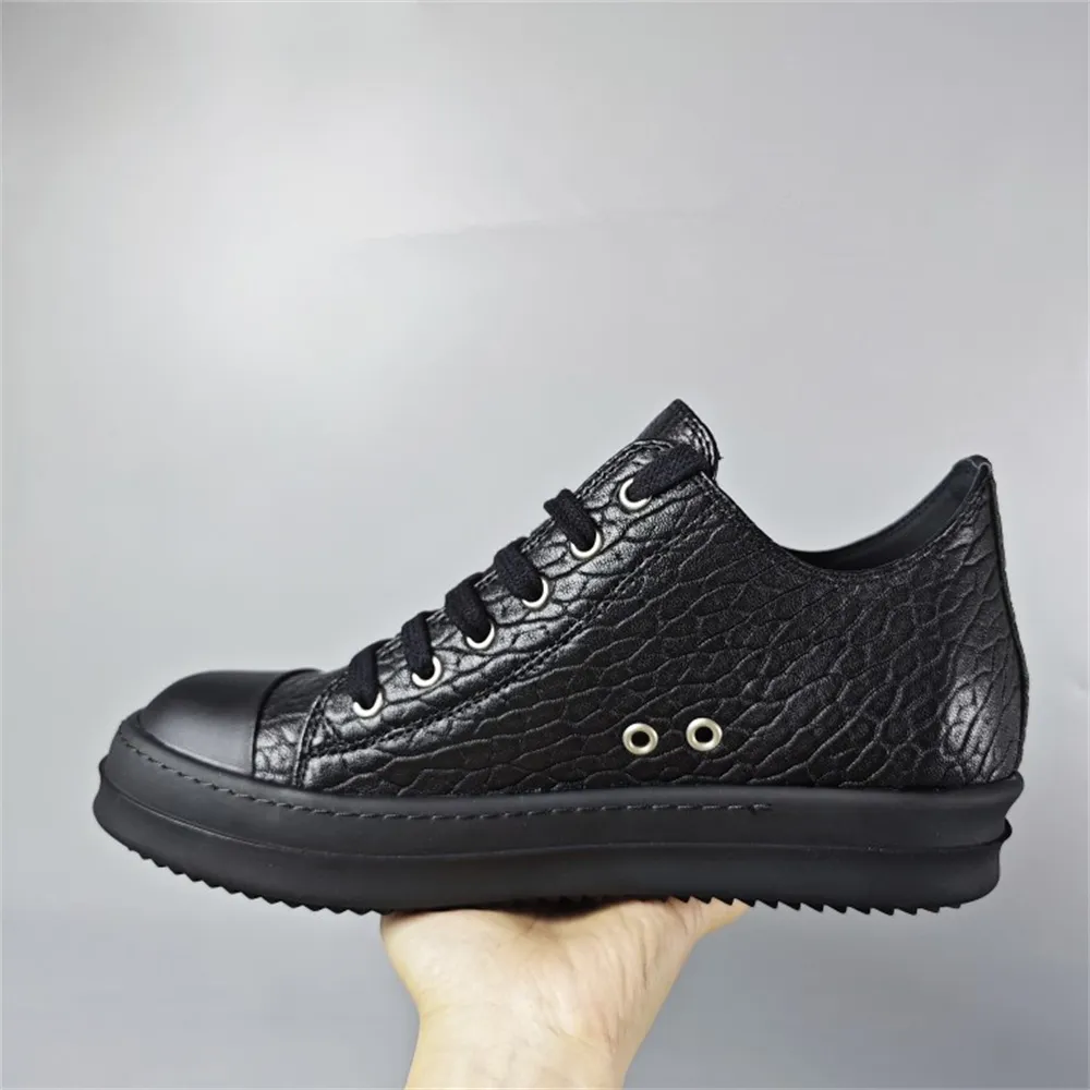 Exclusive Elephant Pattern Leather Ramones Ankle Boots Handmade 2023ss FW RCOK Tenis Sneakers Shoes