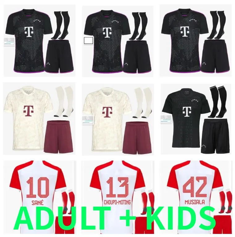 23 24 Bayern München Soccer Jerseys Kane de Ligt Gnabry 2023 2024 Joao Cancelo Sane Mazraoui Muller Kimmich Musiala vuxna och barn barn full set fotbollströja