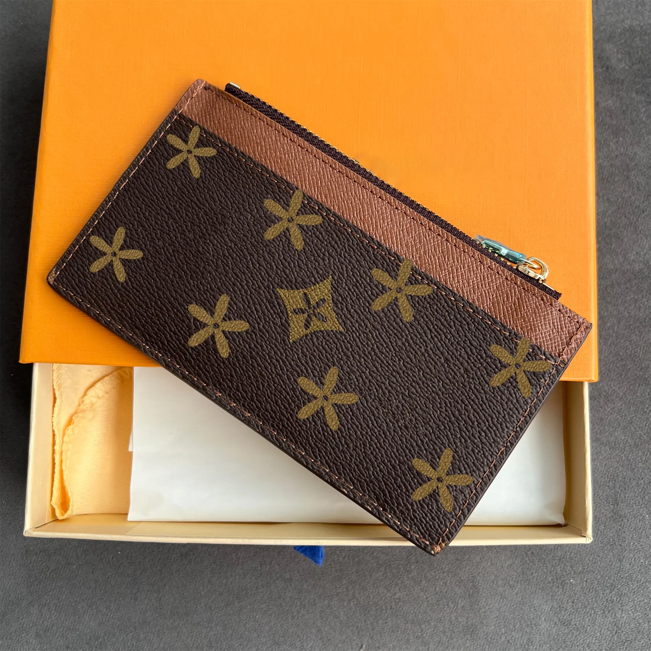 COIN Genuine Leather Card Wallet Keychain Wallet Luxury Designer Purse bag-ba-luxury-leather
