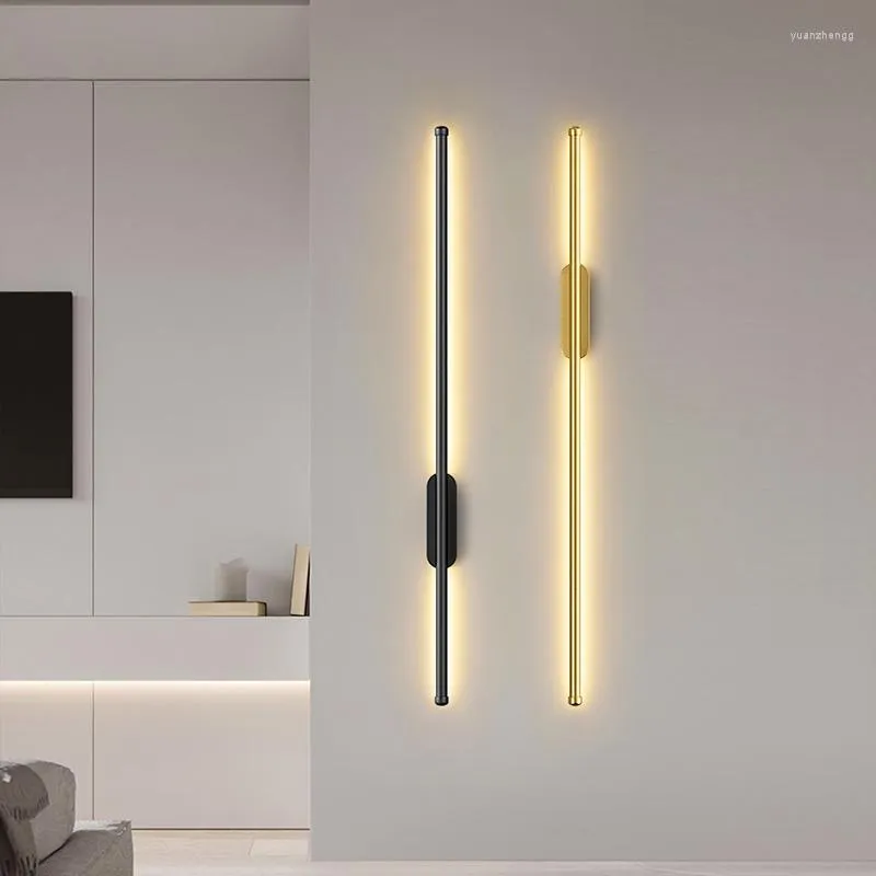 Lámparas de pared Nordic Led más largo Luces simples Sala de estar Decoración de fondos de cocina Lámpara de estudio de estudio de estudio de dormitorio Lámpara negra