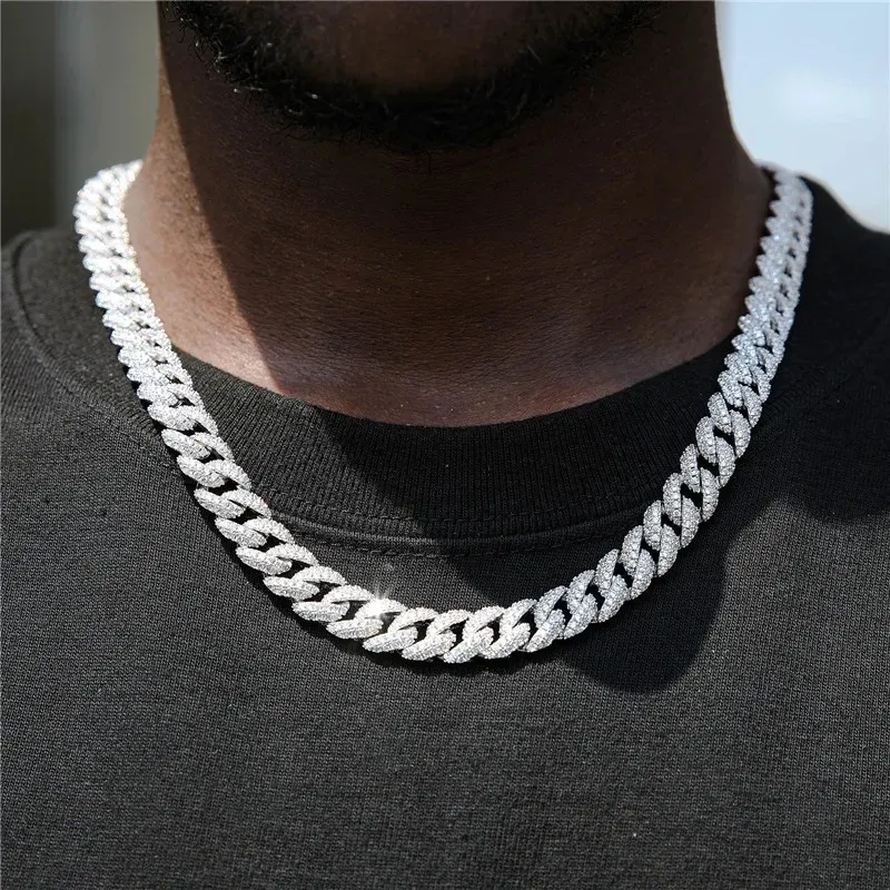 10 mm 20 mm dubbele rij zirkoon Cubaanse ketting heren ketting gepersonaliseerde hiphop mode sieraden dwars rand ketting