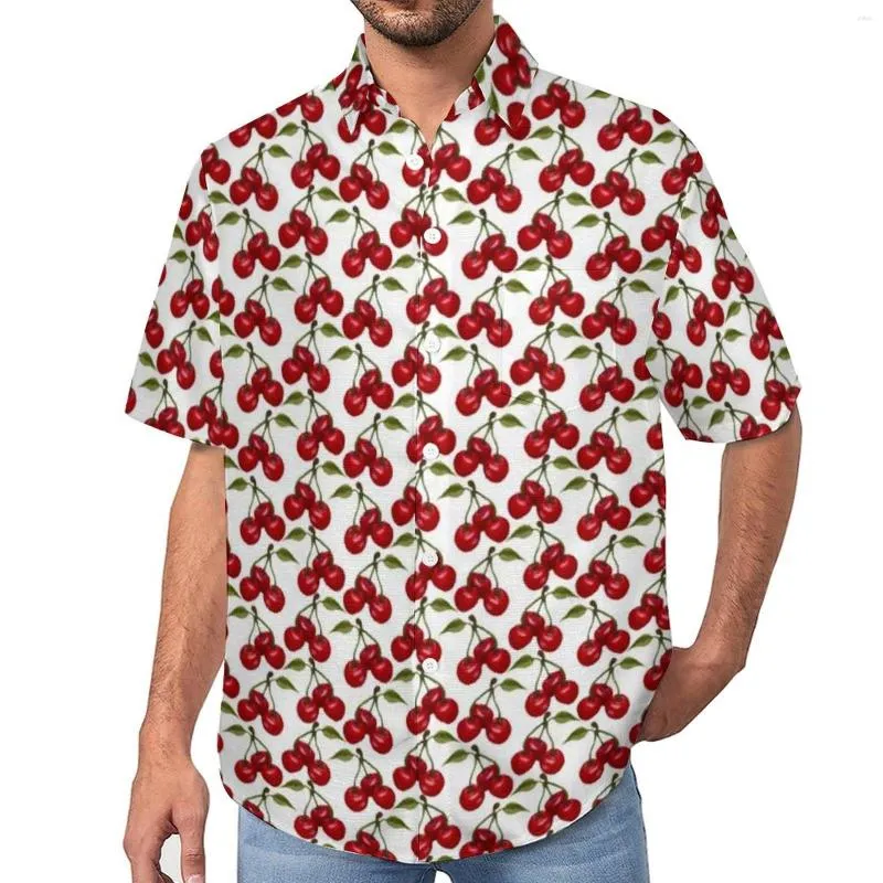 Camisas casuais masculinas impressão aquarela impressão de fruta solta férias