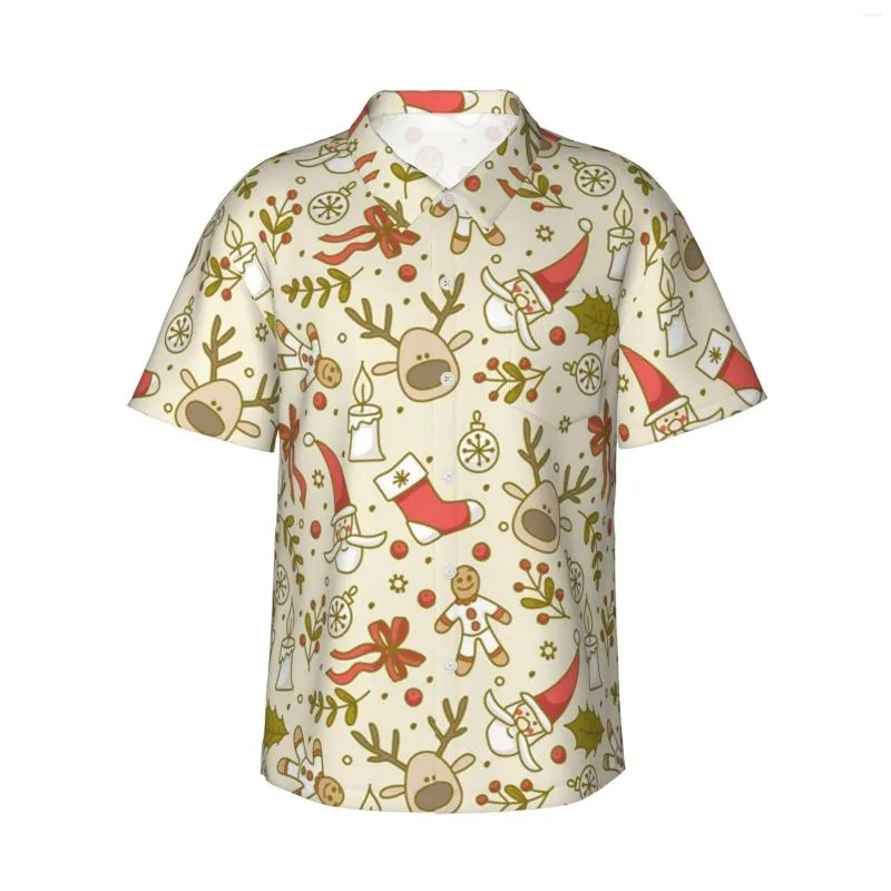 Mäns casual skjortor gamla julmens hawaiian kort ärmknapp ner strand tropisk blommor