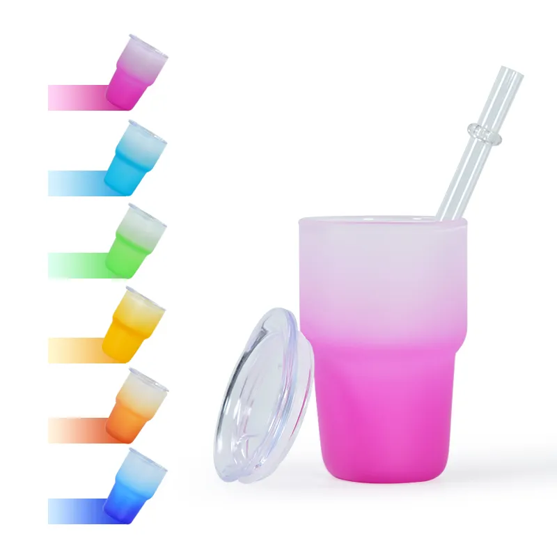 3oz mini gradient sublimation tumbler colored frosted shot glass with straw and lid