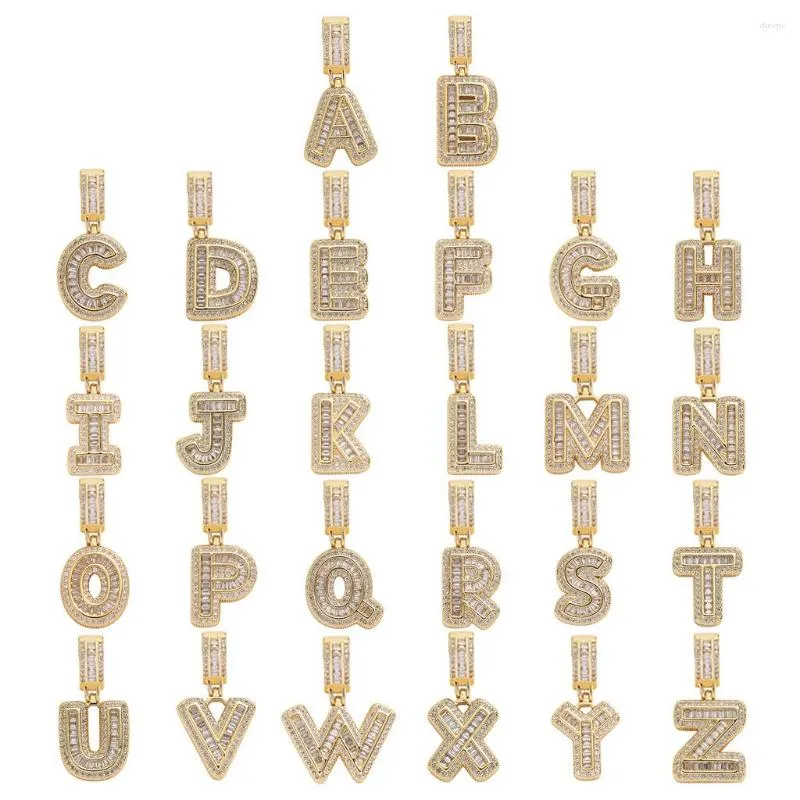 Pendant Necklaces Hip-hop Initial Necklace A To Z Alphabet Hipster Micro Pave Square A-Z 26 Alphabets Letter