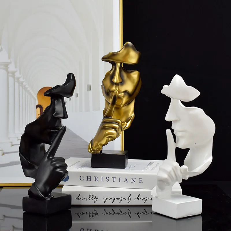 Decoratieve objecten Figurines Zwijgen One standbeeld Samenvatting Figuur Sculptuur Kleine ornamenten Hars standbeeld Creatieve thuisbeeldjes voor interieur 230814