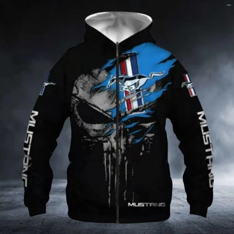 Hoodies masculinos Hoodie 2023 Zipper 3D Printing Casal Motorcycle Fashion Sweater Casual Street Hip Hop Casal de grandes dimensões