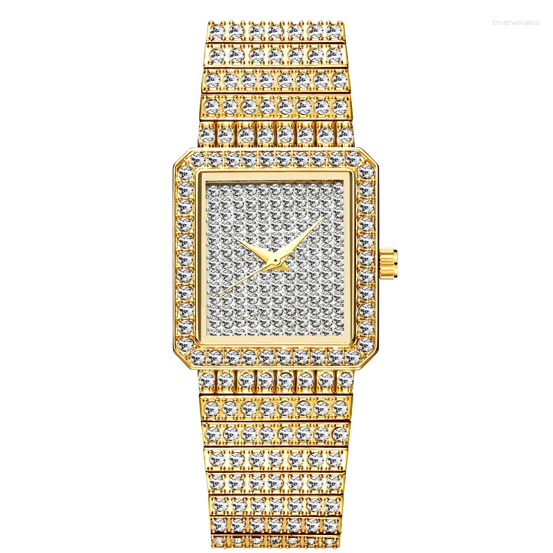 Mujeres de pulsera Diamond Square Women Watch Gold Silver Luxury Luxury Dames Dress Quartz Casual Simple pareja Dames Horloges