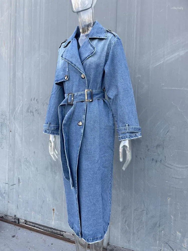 デニムトレンチコート ウエストベルト付き