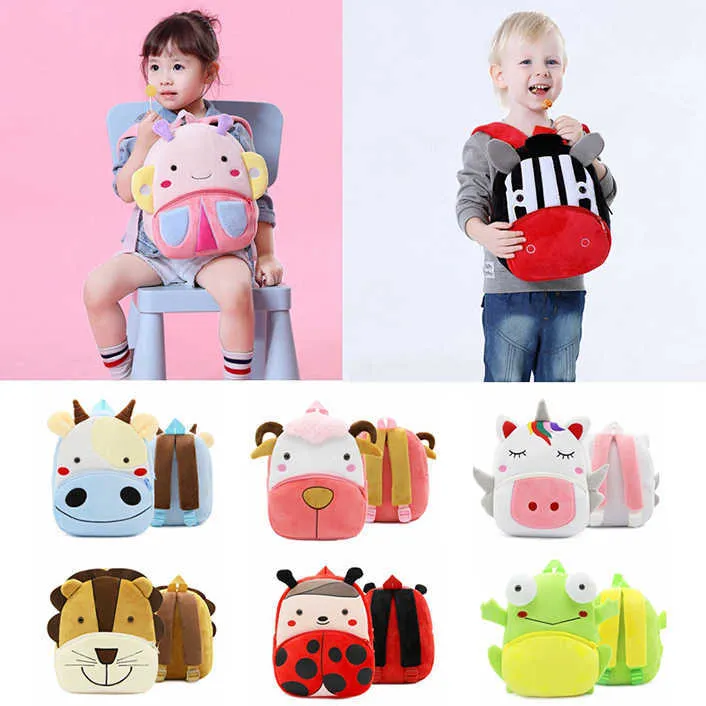 Backpack Kids Cartoon Plush Animal Bees Monkey Cat Lion Sheep Plush Shoulder Bag Children School Bag Baby Cartoon Backpack HHAjh