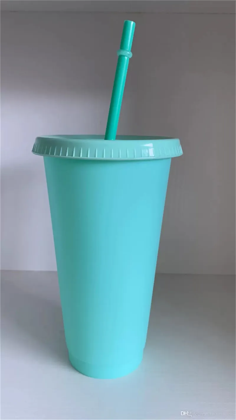 50pcs 24oz gobelets en plastique jus de boisson avec lèvre et paille tasse à café magique tasse transparente en plastique personnalisé DHL