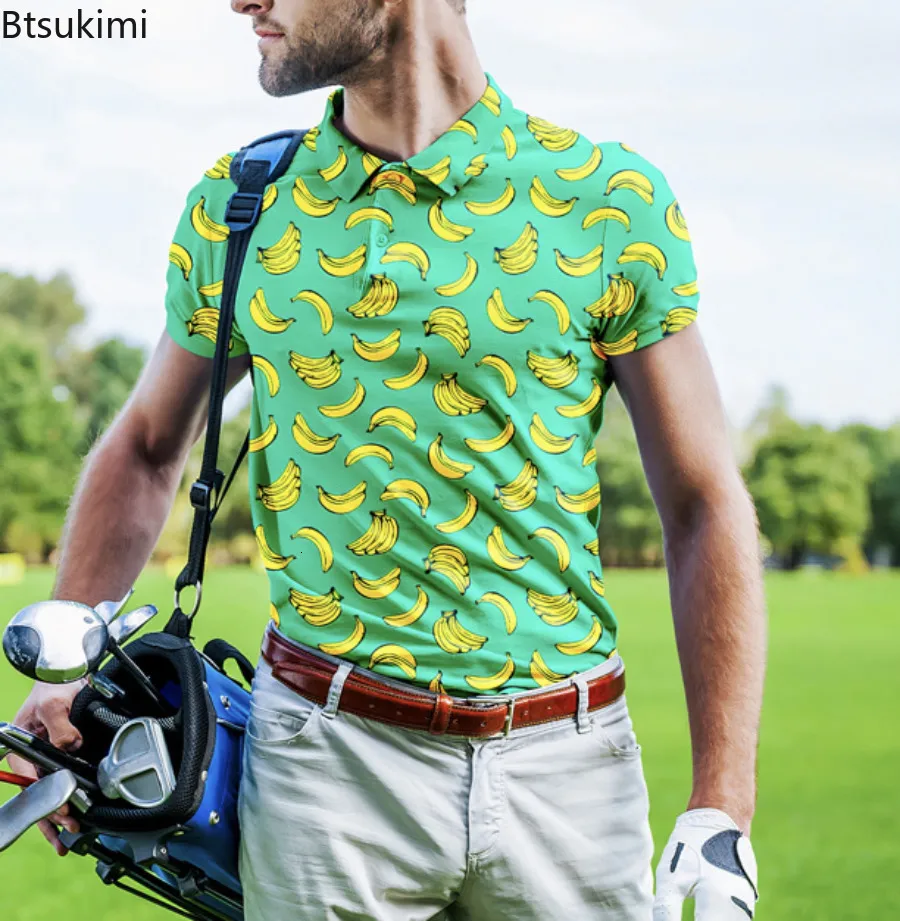 British Mens Golf 3D Printing Cotton Polo Shirt High end Male T shirt Spring Summer Lapel Polo Shirt