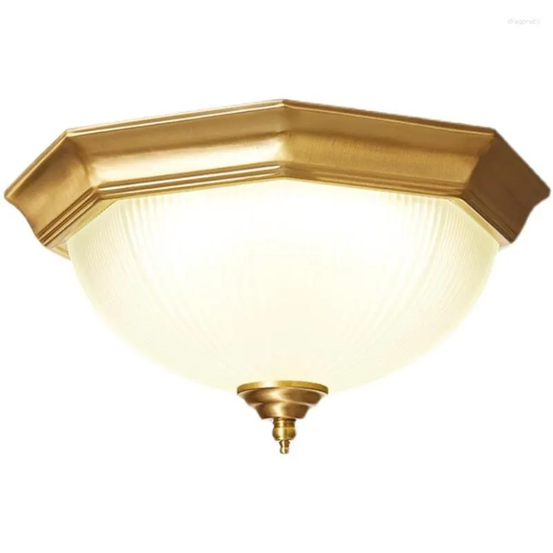 Taklampor American Retro Brass Glass vardagsrum Ljuskorridor Aisle Lamp Balkong Sovrum E27 LED -lampor Belysning