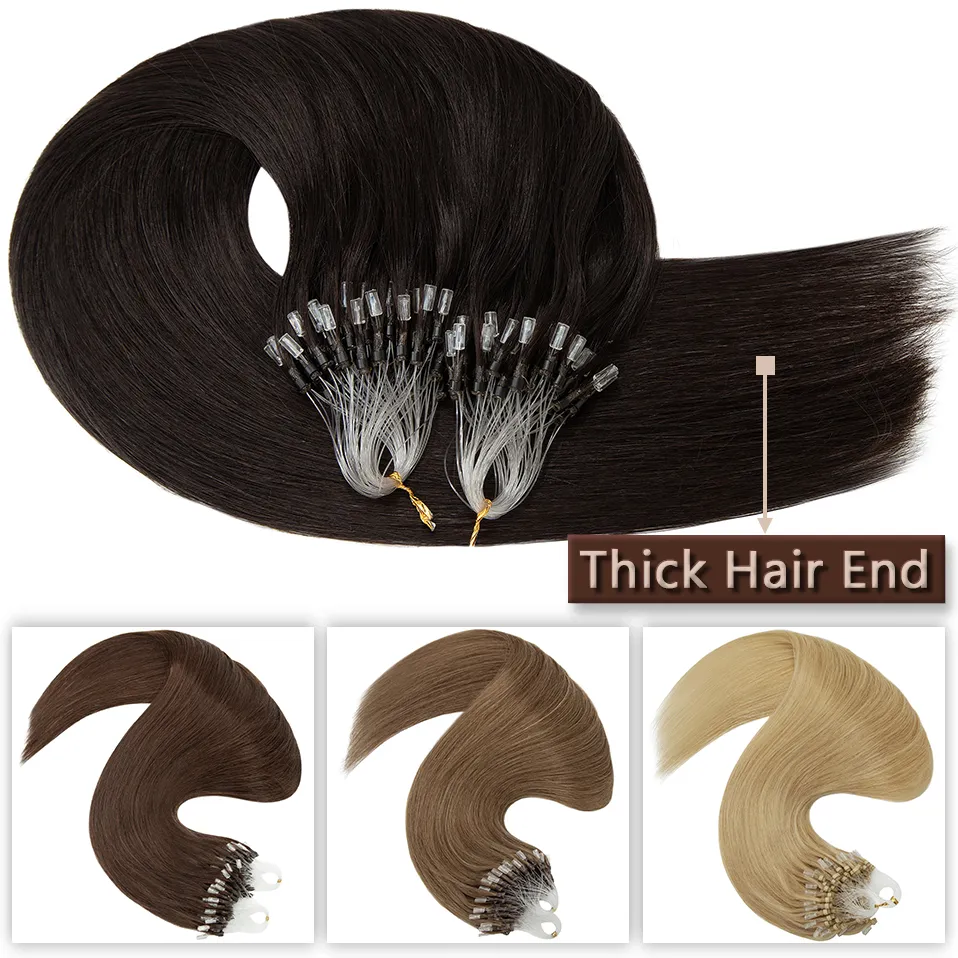 1G Micro Loop Human Hair Extensions Zdrowy koniec mikro łącza mikro pierścień 100pcs Kapsułka keratyny proste naturalne włosy