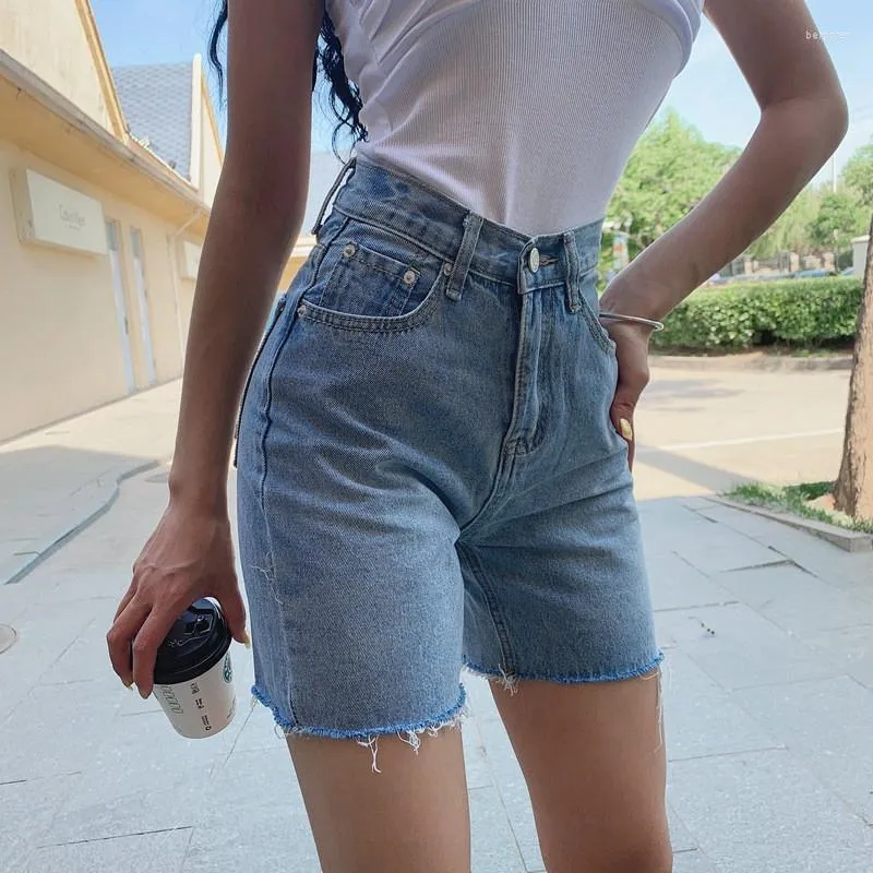 Frauen Jeans hohe Taille schlanke Denim-Shorts Bermuda Frau Mode Quasten enge Fünf-Punkte-Wäsche sexy weibliche Sommer