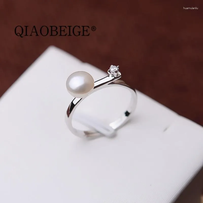 Cluster Rings Qiaobeige Balance Beam Design Holder S925 Sterling Silver Pearl Smycken Fyndkomponenter Fashion Finds