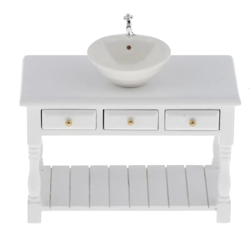 Narzędzia warsztaty miniaturowe białe porcelanowe meble do lalek dla 1/12 Dollhouse Akcesoria Dekoracja 230812