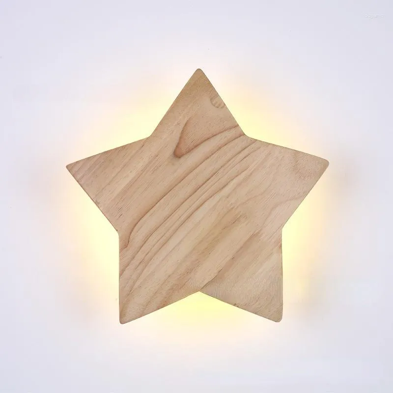 Wall Lamps Hartisan Wooden Star LED Lamp Lovely Background Decoration Light Bedroom Study Bedside Corridor Lighting