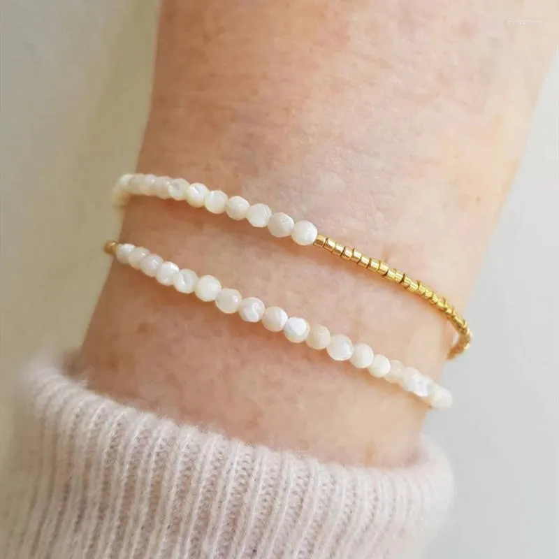 Strand Vlen 2024 In Mother Of Pearl Shell Dainty Bracelet Gold Color Miyuki Tiny Beads Bracelets For Women Jewelry