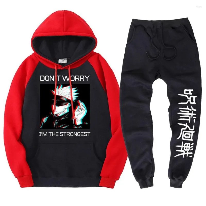 Tracksuits voor heren Jujutsu Kaisen anime gojo sensei patroon kleding en broeken eenvoudige oversized suit street mode casual man sweatshirt sets