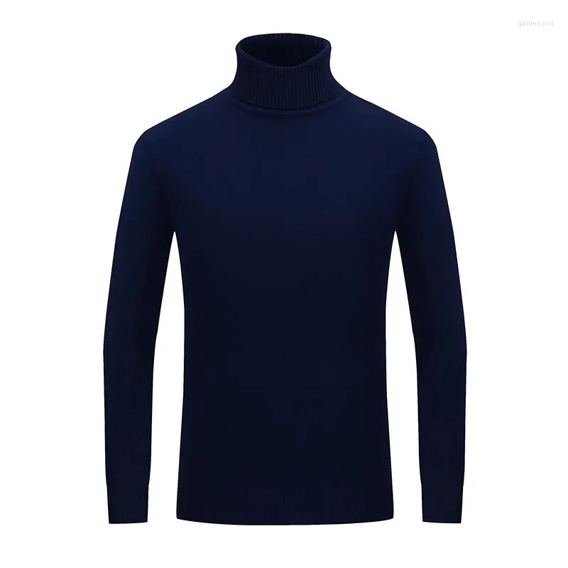 Herentruien Winter Turtleneck gestreepte gebreide trui trui pullover 2023 Kerstmis mannelijke warme slanke top mannen dubbele kraag