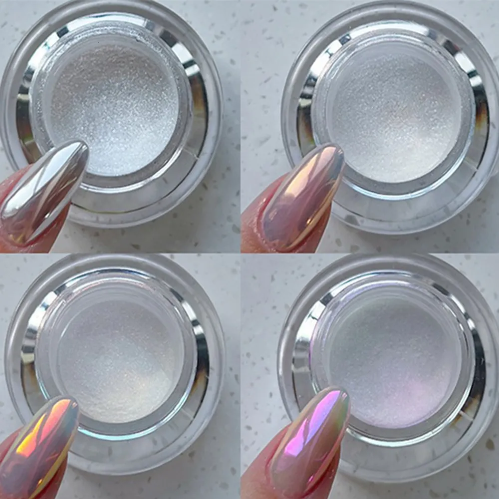 Nail Glitter s Moonlight Mirror Powder Net02g Metallic Silver Effect Chrome 1Jar Aurora Magic Manicure P 230814