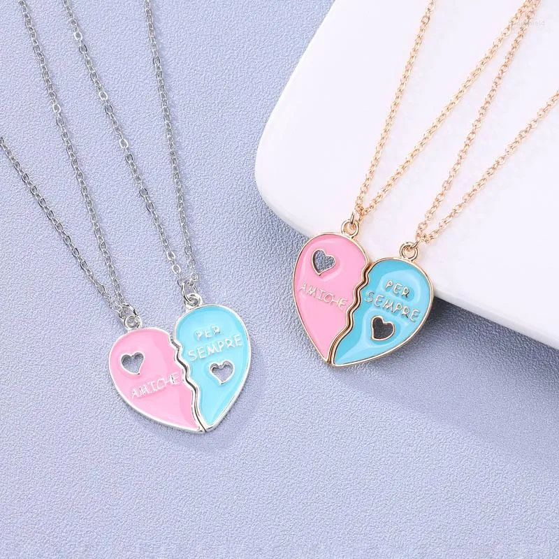 Pendant Necklaces Luoluo&baby 2Pcs/set Heart-shaped Letter Necklace For Girl Kids Friendship BFF Friend Jewelry Gifts