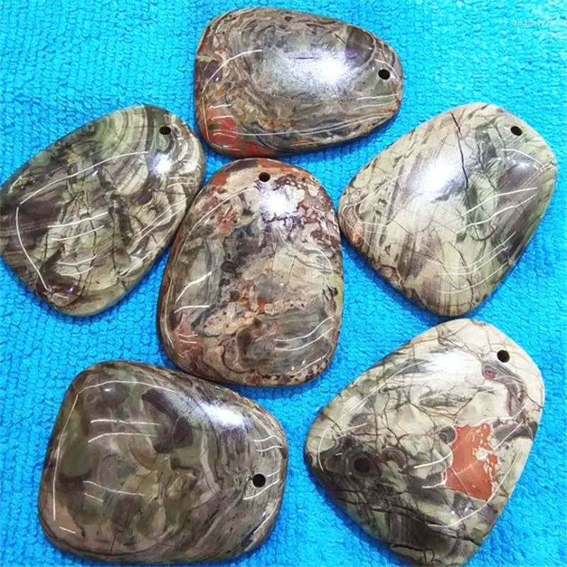 Charms 3PCS Natural Semi Precious Stone Pendants Beads 50X40MM For DIY Women's Jewelry Making Designs