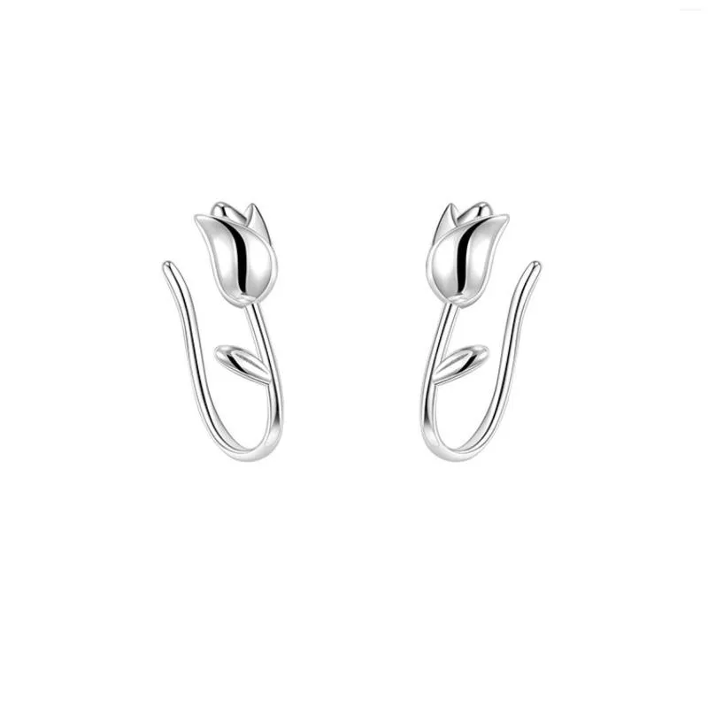 Boucles d'oreilles arrière S999 STERLING Silver hypoallergénique Mini Tulip Hook Metal Déclaration