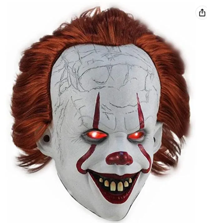 Film Stephen King's It 2 ​​Horror Pennywise Clown Joker Mask Tim Curry Mask Cosplay Halloween Party Props a mené Luminal Mask