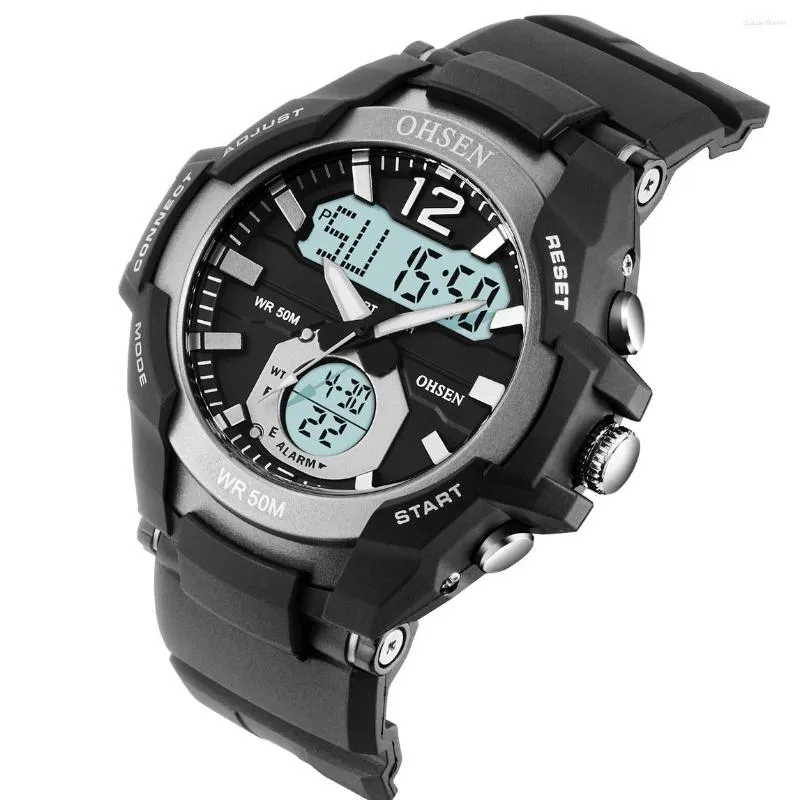 Relógios digitais de relógios de pulso para homens 50m de moda à prova d'água Black Tactical Eelctronic Watch Time Dual Time Militar Quartz Relógios Male