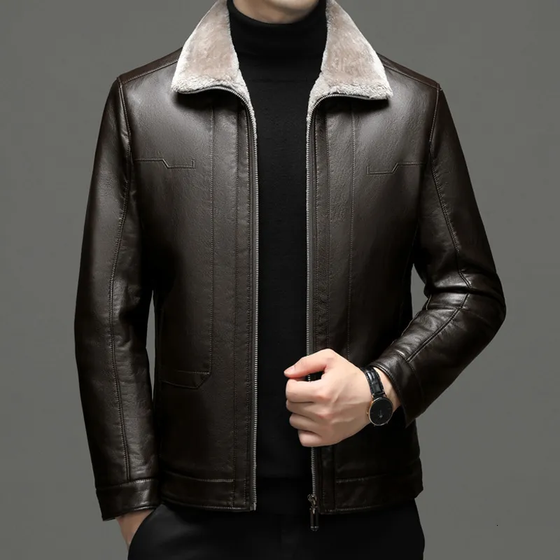 Chaquetas para hombres para hombres engrosamiento de estilo cl sico de la altura de la moda de cuero abrigo de piel chaqueta de negocios masculina en