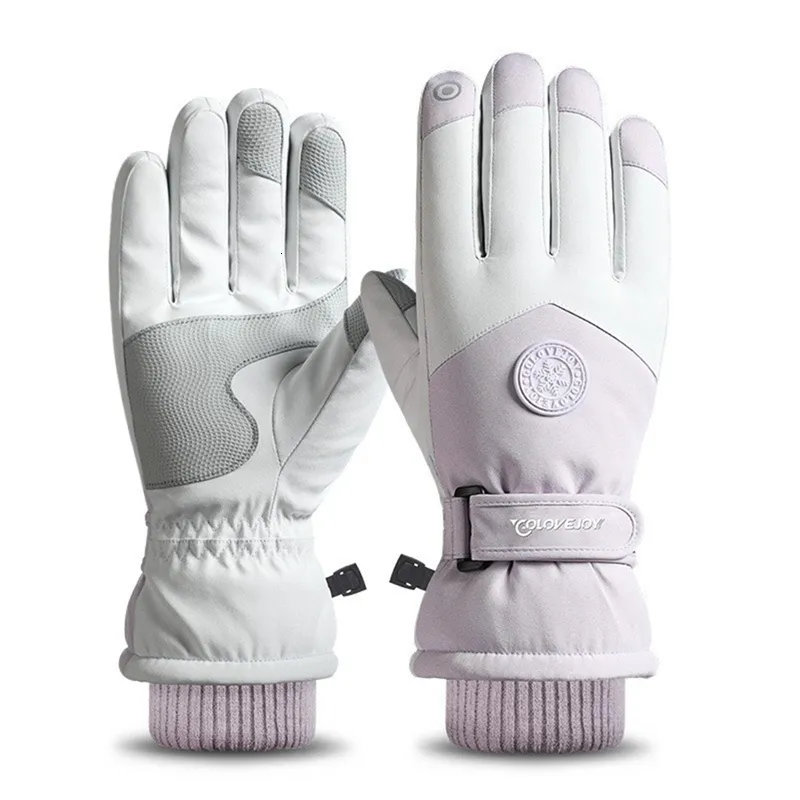 Guantes impermeables del guante de esquí Pantalla táctil Anti slip al aire libre Sports montar en bicicleta rosa femenina cálida corriendo 230814