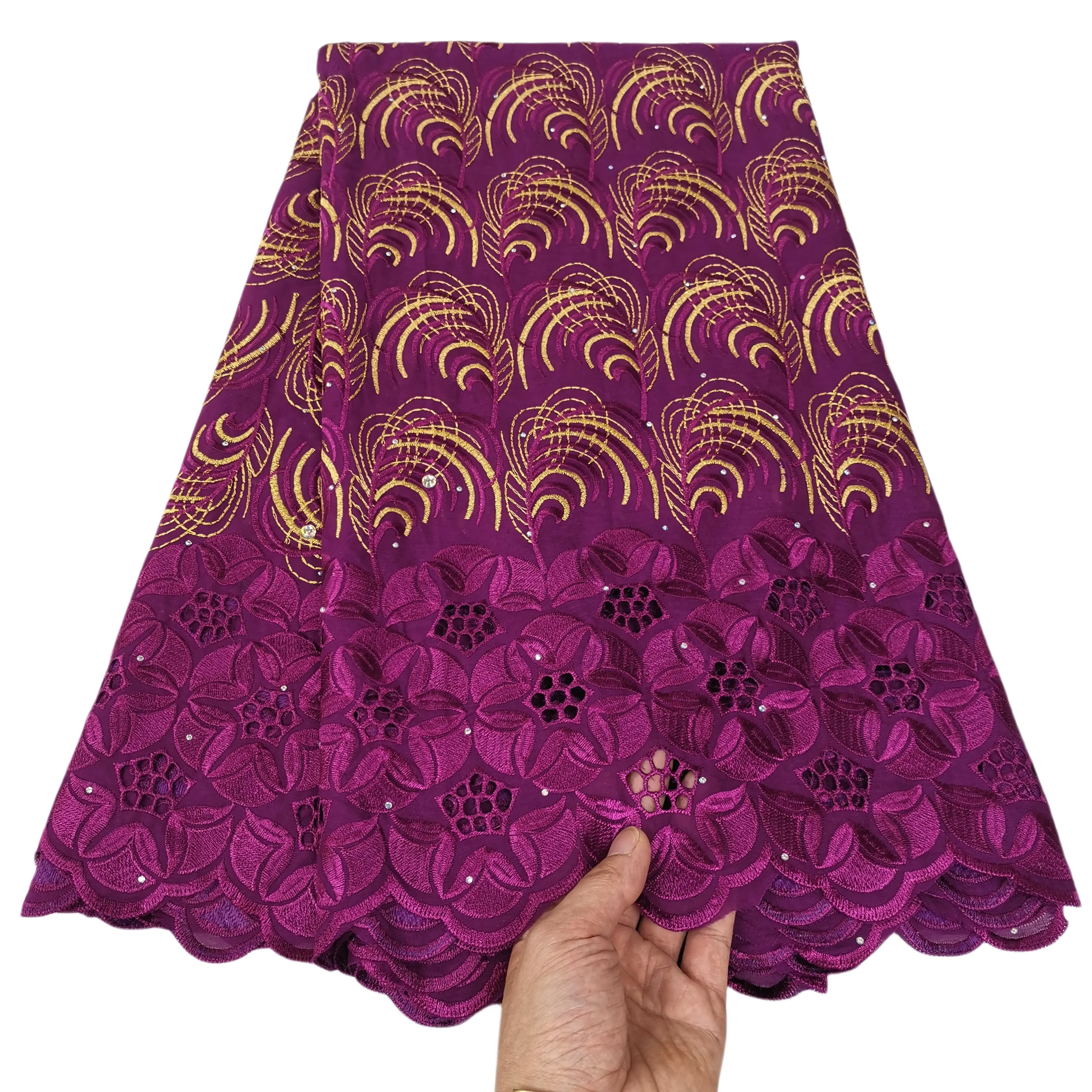 5 meter bomullsduk broderi schweiziska voile spets tyg nigerianska kvinnor kvällsfest kostym textil klänning sy hantverk brud bröllopskläder hög kvalitet yq-8077