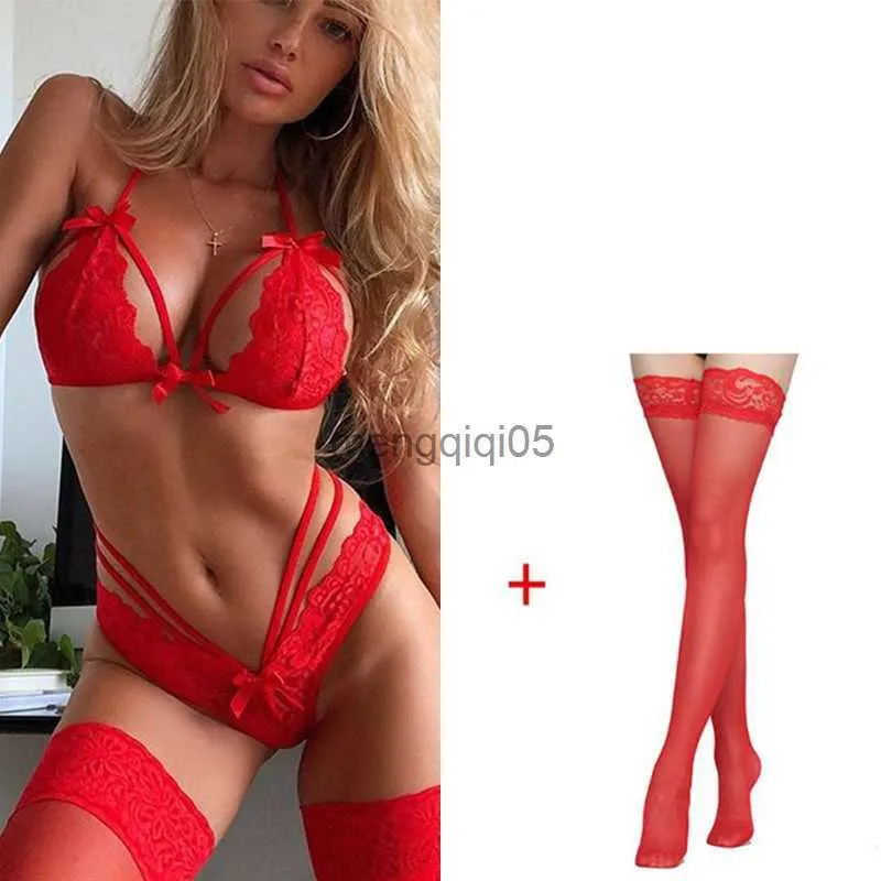 Sexy Set Women Open Bra Set Red Sexy Lingerie Transparent Lace Bowknot High  Waist G String And Underwear Set Comfortable Nightwear Bras HKD230814 From  3,86 €
