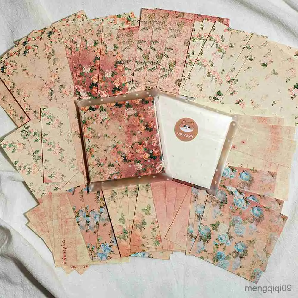 Hediye Sargısı 60 Sheet Shabby Çiçek Doku El Sanatları Kağıt Önem Dergisi Ephemera Vintage Çiçek Küçük Zemin Scrapbooking Malzeme Kağıt Paketi R230814