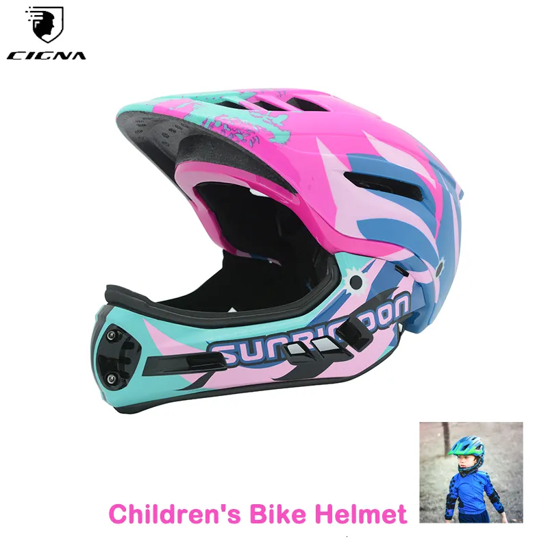 Cycling Helmets Children's Balance Bike Helmet Full Face Half Free Switch Safely Cap with Rear Light Riding Protective Gear Protection Equipment 230814