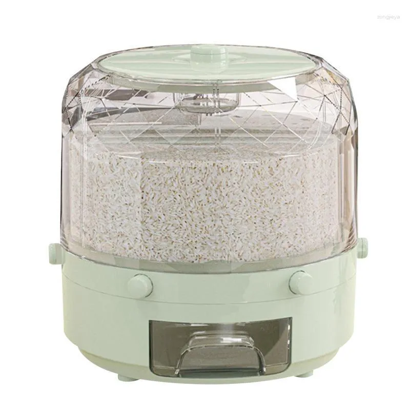 Rotating Rice Bucket With 6 Grids Transparent Storage Bottles For ...
