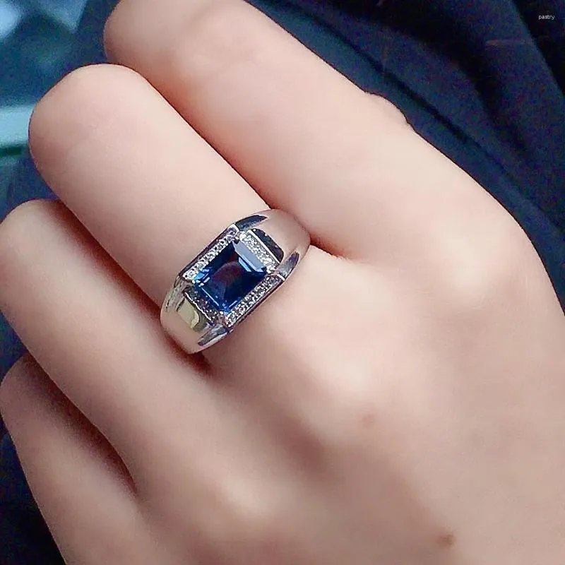 Küme halkaları 1CT 6mm 8mm VVS sınıfı doğal topaz yüzüğü forman moda gümüş adam gerçek mücevher