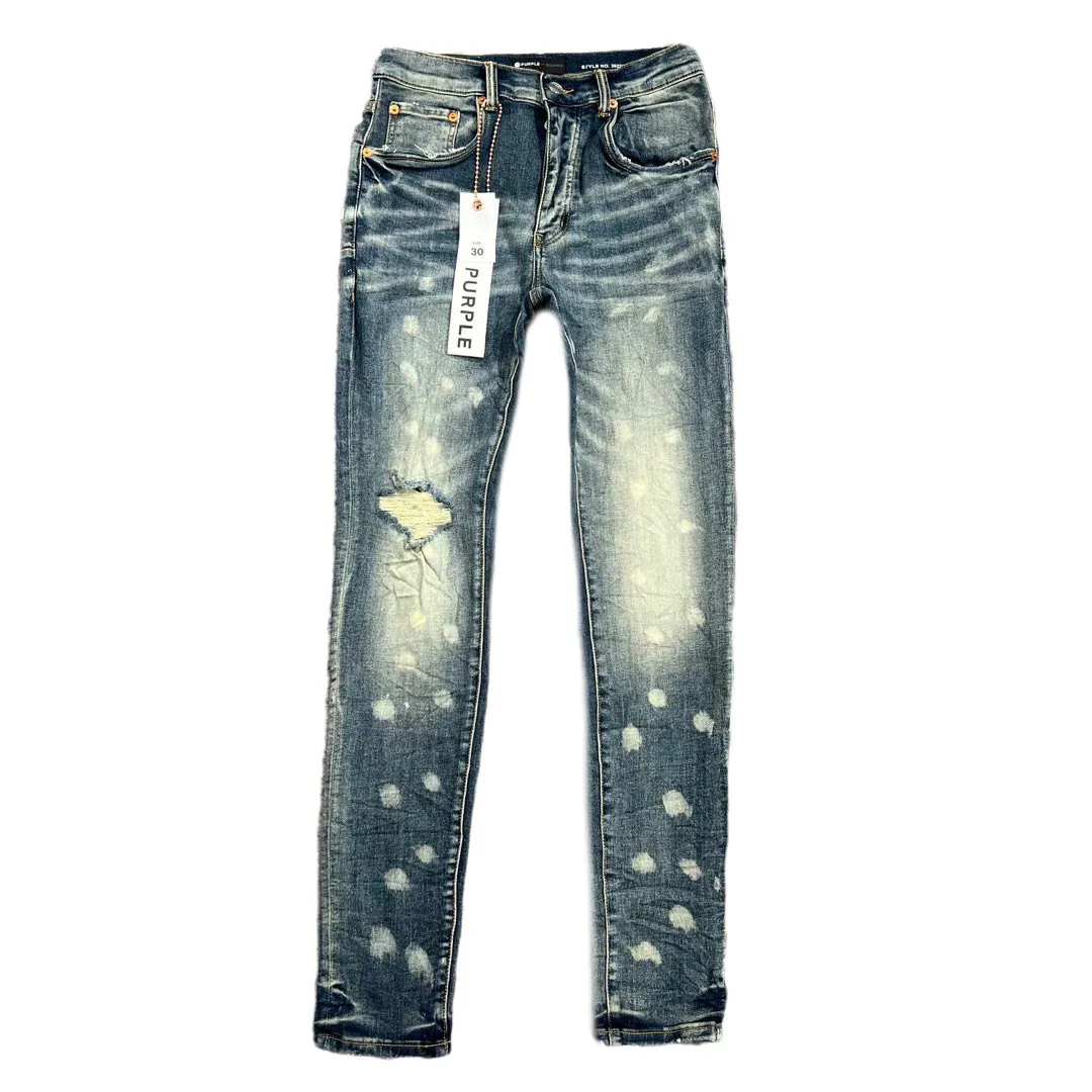 New Launch Designer Purple Paint Splatter Jeans Genuine Medn Anti