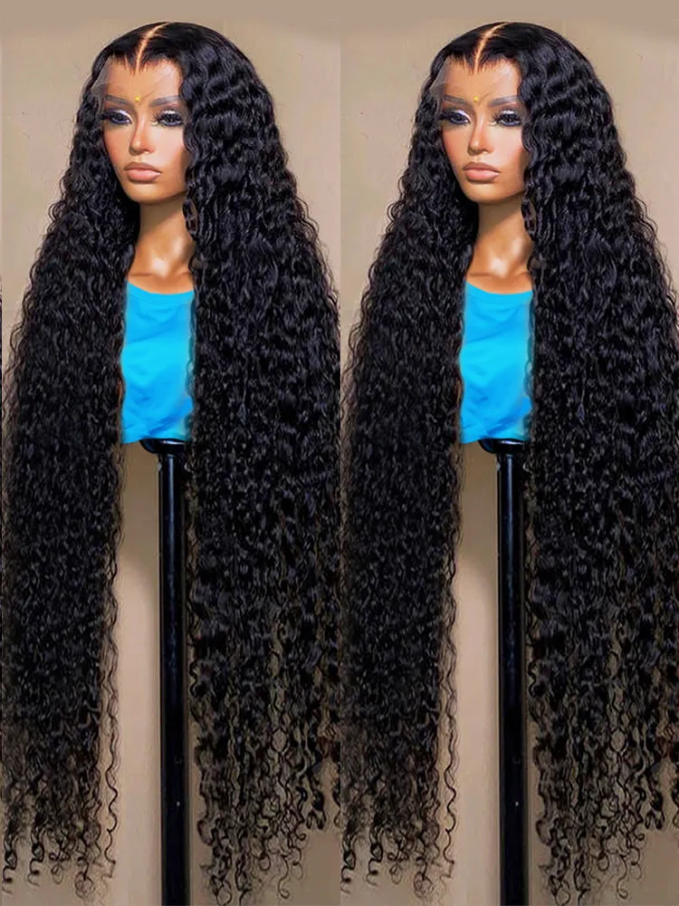 Transparent 13x4 13x6 360 HD Wasserwelle Spitzen -Front -Perücken 220%Dichte Curly Human Hair Perücken tiefe Wellenspitze Frontaler Perücken für Frauen vorzupfen