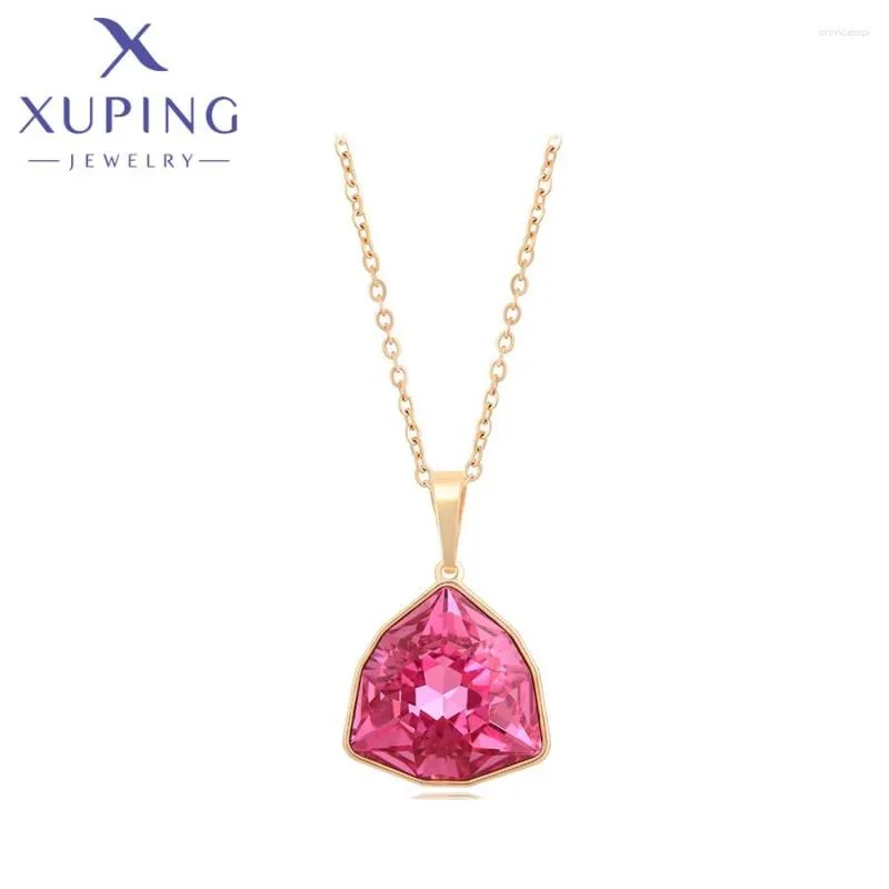 Naszyjniki wiszące Xuping Biżuteria Moda Crystal naszyjnik ze złotym kolorem dla kobiet A00426696