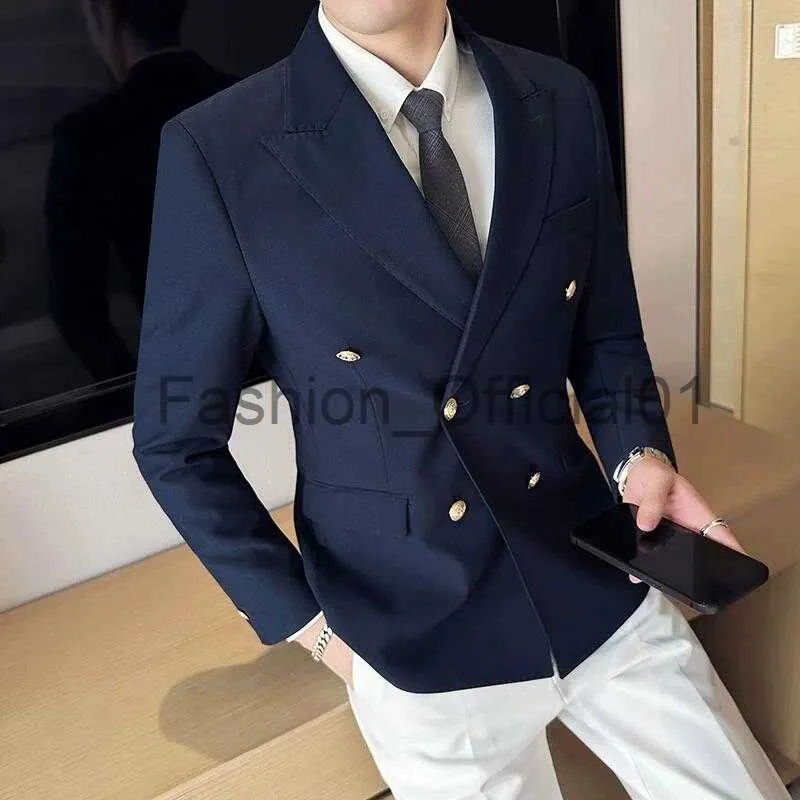 2023 Classic Luxury Mens Double Breasted Suit Jacket Groom Wedding Tuxedos  Business Casual Blazer Social Club Outfits Suit Coat x0814