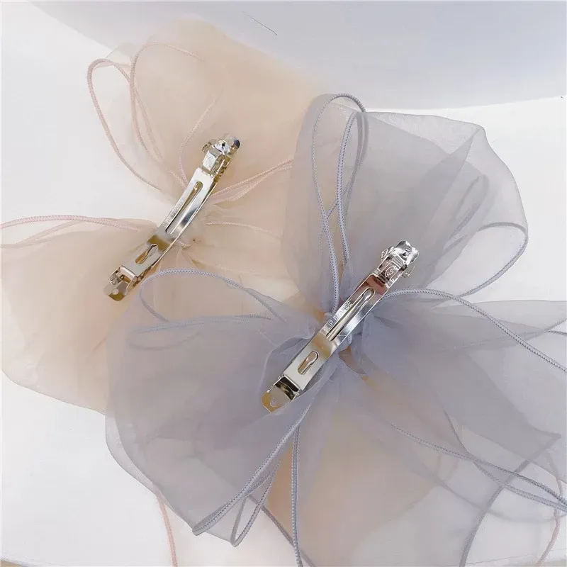 Lace Big Bow Hairpins Ponytail Sweet Hairdressing Princess Spring hairpin Organza Bow Ribbon Braided Hair Accessories