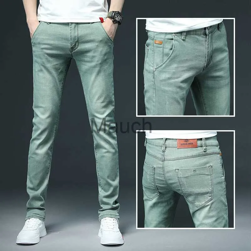 Men's Jeans Mens Colored Jeans Stretch Skinny Jeans Men Fashion Casual Slim Fit Denim Trousers Male Green Bla Khaki White Pants Male Brand J230814