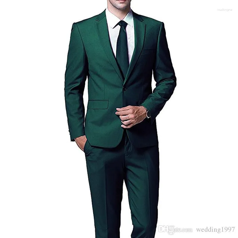 Trajes para hombres Drak Green Evening Party Men Dossule Homme Buxedo Groom Boda Prom Fit Terno Masculino Blazer 2 PCS Chaqueta Pant