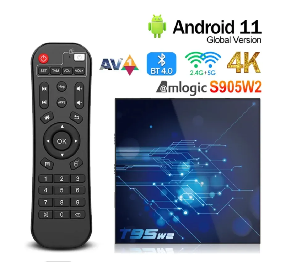 T95W2スマートテレビボックスアンドロイド11 AMLOGIC S905W2 16GB 32GB 64GB 2.4G 5GデュアルWiFi BT4.0メディアプレーヤーT95 W2